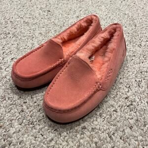 UGG Ansley Slippers Womens Sz 9 Pink Blossom Suede Sherpa Casual Cozy